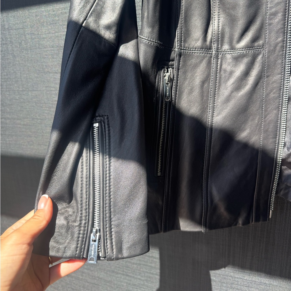 Calvin Klein Black Leather Zip-Front Women's Jacket